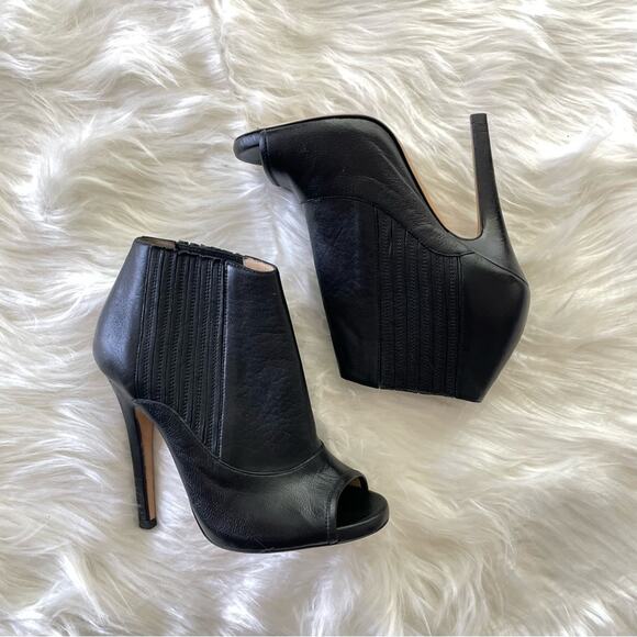 Jimmy Choo Women’s Grained Calfskin Brenna Ankle Boots Booties Open Toe Stiletto - Picture 4 of 11